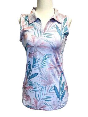 SCALES Tropical Golf Polo | Sleeveless Athletic Top | XS